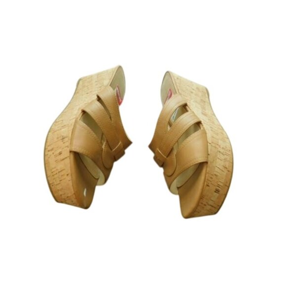 Nine West Size 12M Camel Cork Wedge Platform Heels Shoes NWT - Picture 3 of 4